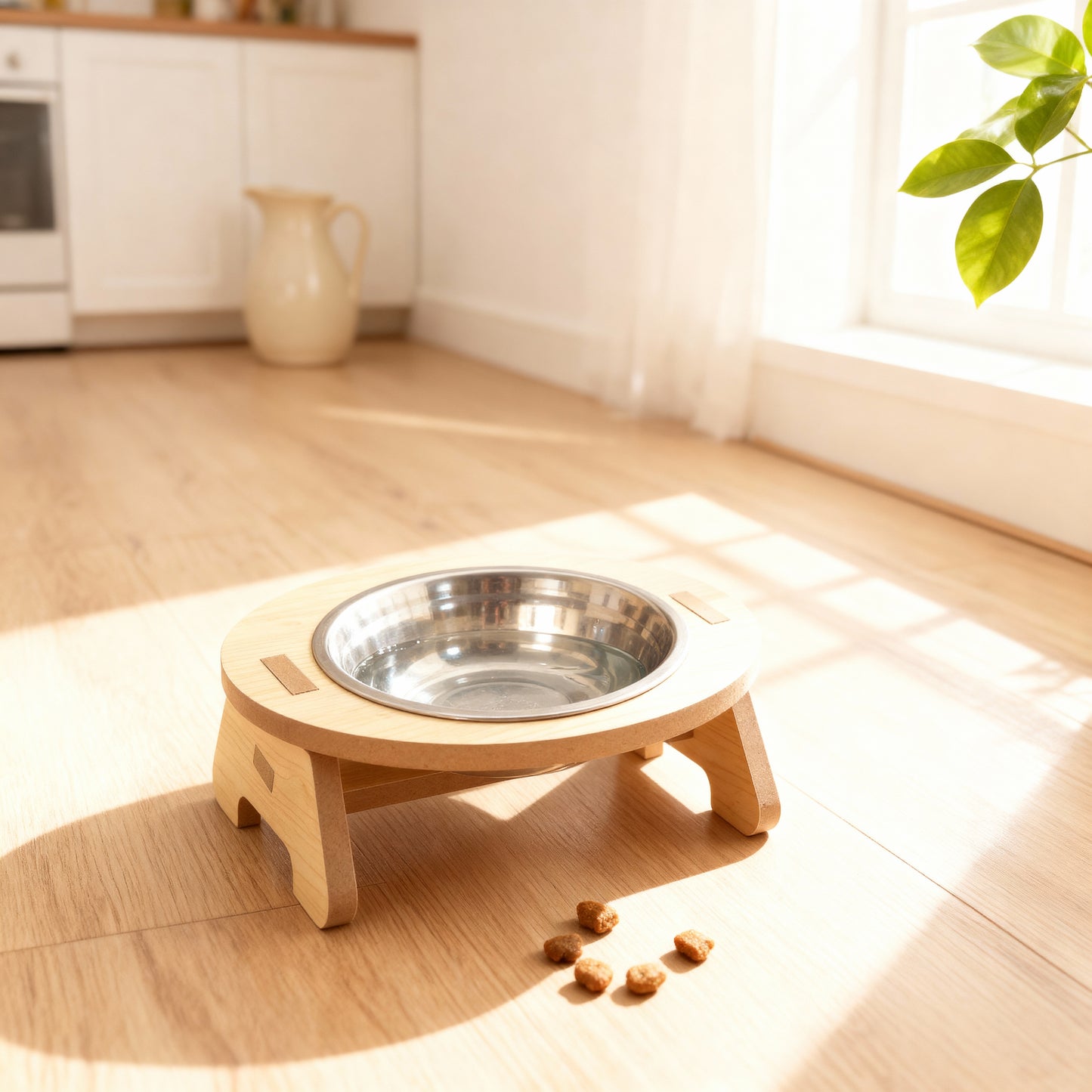 Cat Double Bowl Elevated Pet Feeder