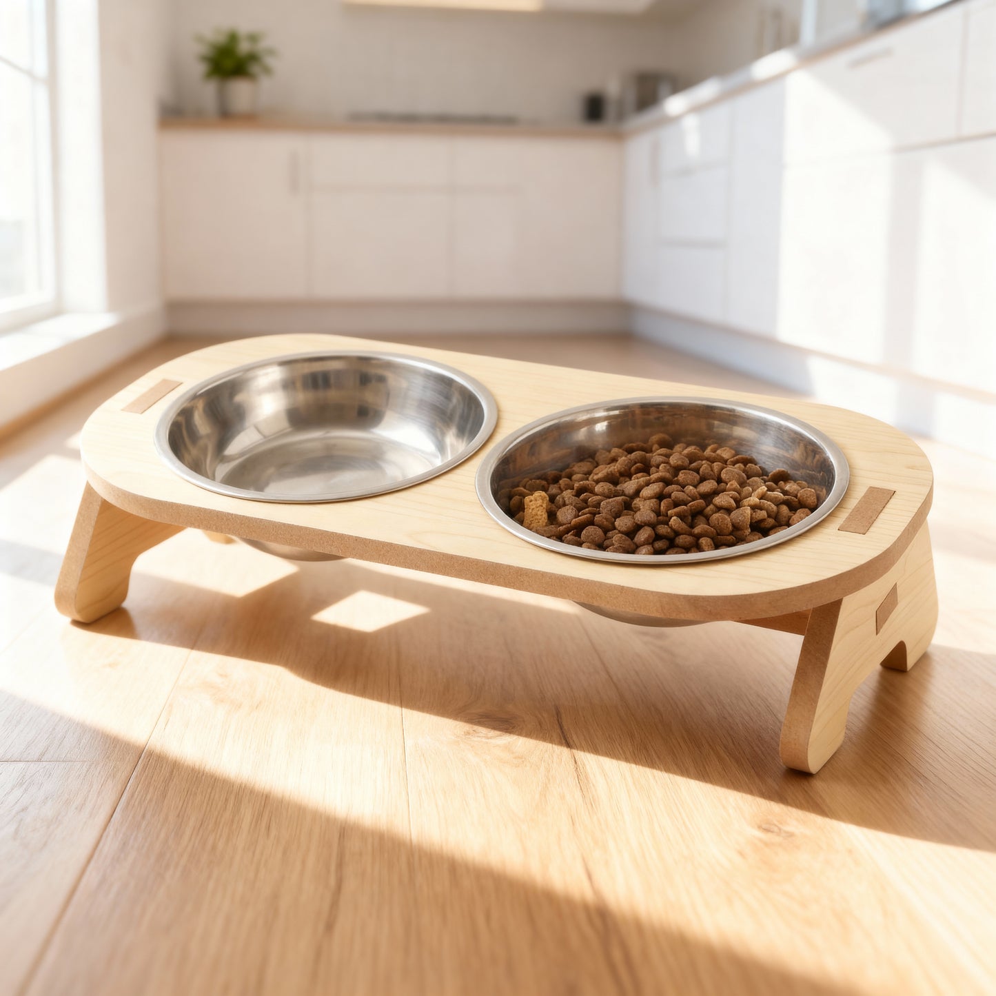 Cat Double Bowl Elevated Pet Feeder