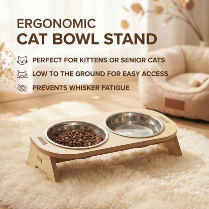 Cat Double Bowl Elevated Pet Feeder