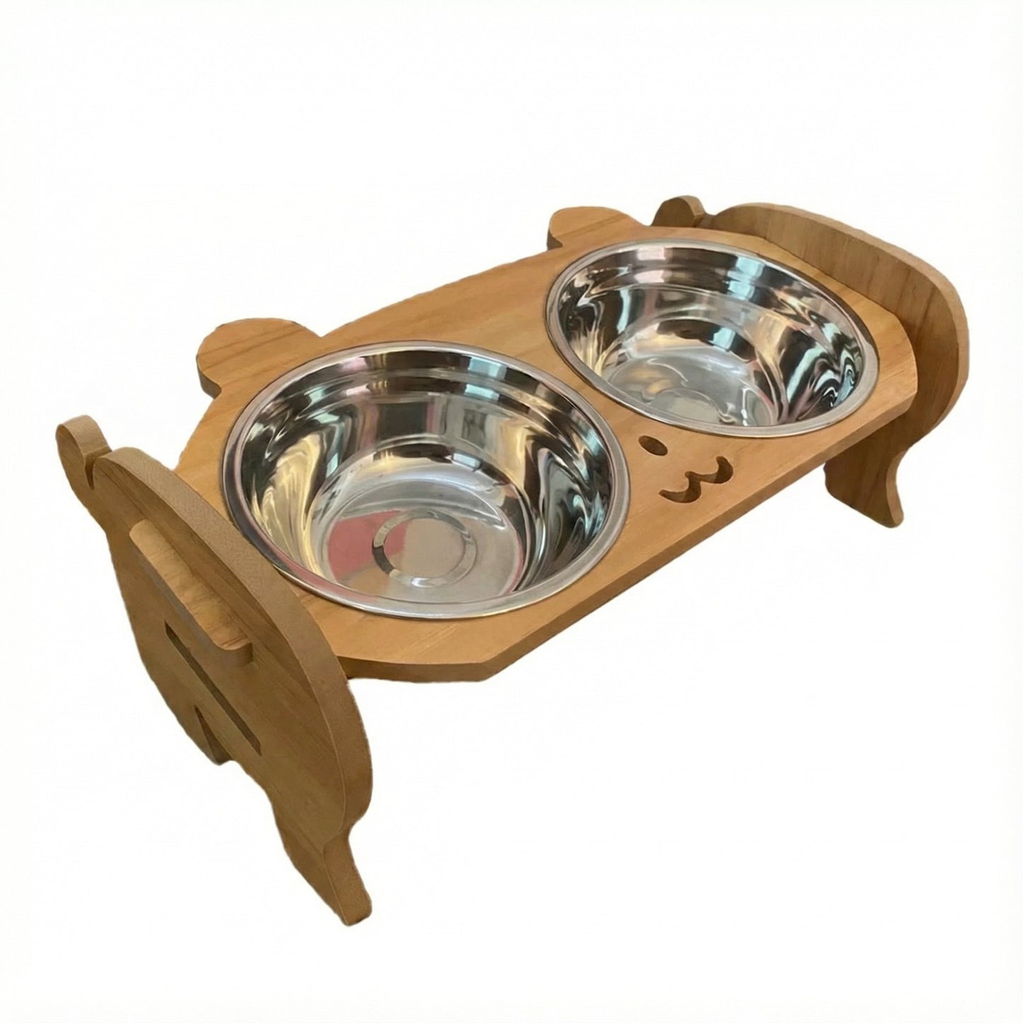 Cat Double Bowl Elevated Pet Feeder